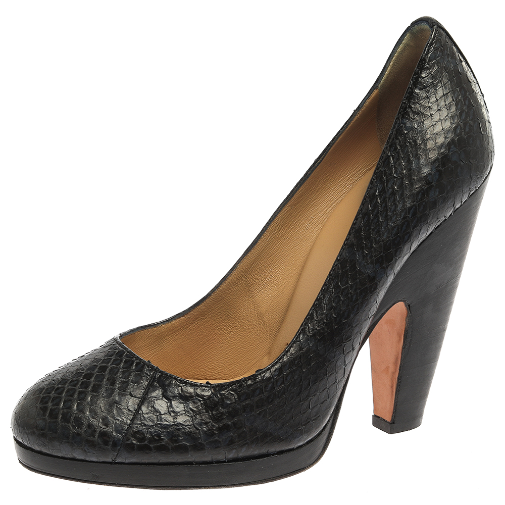 Dolce And Gabbana Blue/Black Python Leather Pumps Size 40 Dolce And Gabbana Blue/Black Python Leather Pumps Size 40