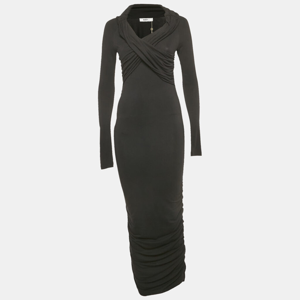 Day Birger et Mikkelsen Black Wrap Jersey Cilian Midi Dress S Day Birger et Mikkelsen Black Wrap Jersey Cilian Midi Dress S