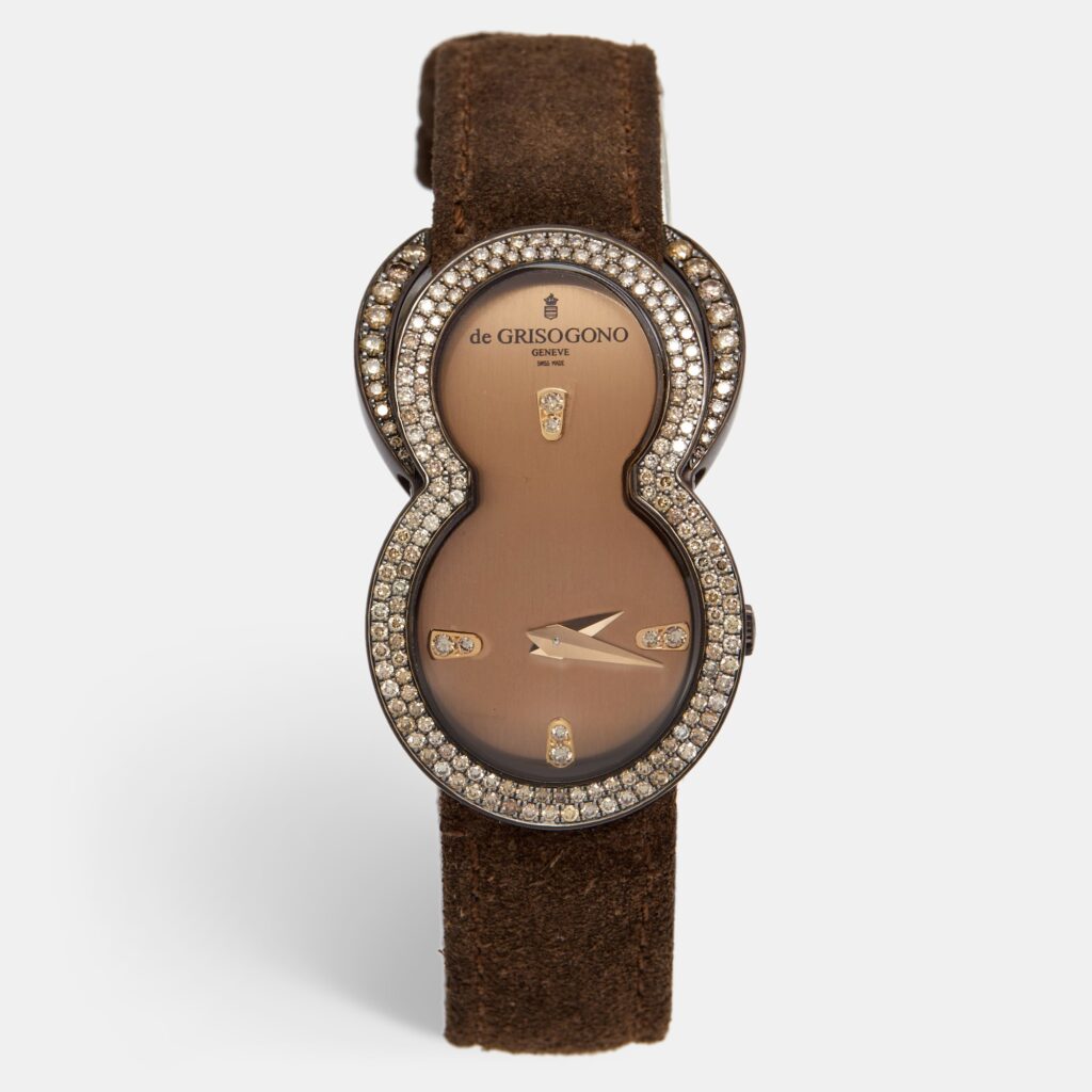luxury-women-de-grisogono-used-watches-p1159595-008-1.jpg De Grisogono Brown PVD Coated18K Rose Gold Leather Be Eight S05 Women's Wristwatch 27 mm