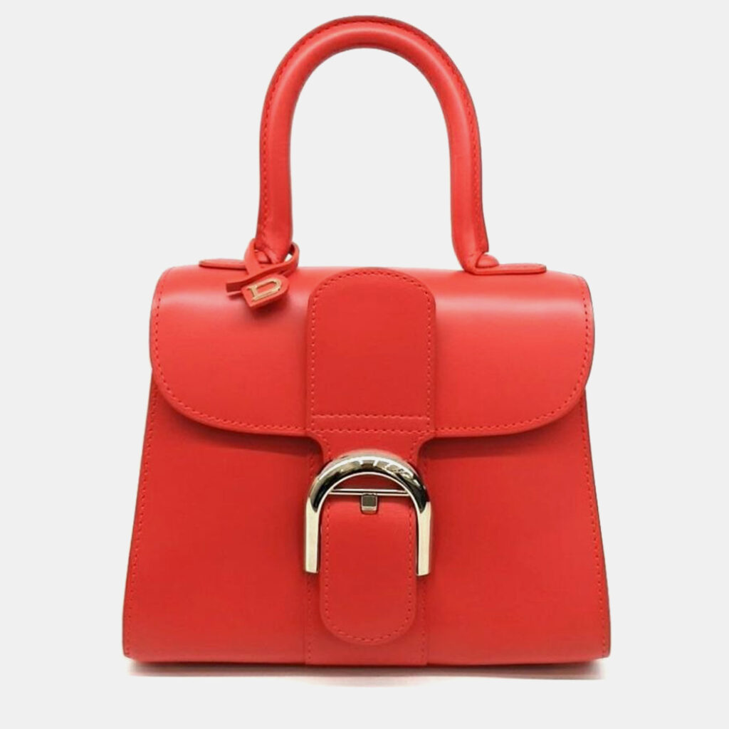 Delvaux Red Leather Briand Mini Box bag
