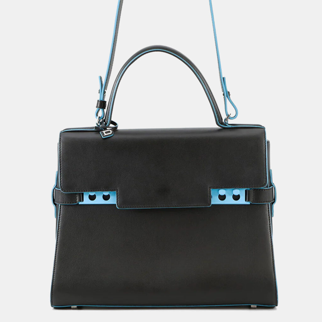 Delvaux Tempe 2Way Bag Black/Light Blue Leather Size GM Delvaux Tempe 2Way Bag Black/Light Blue Leather Size GM