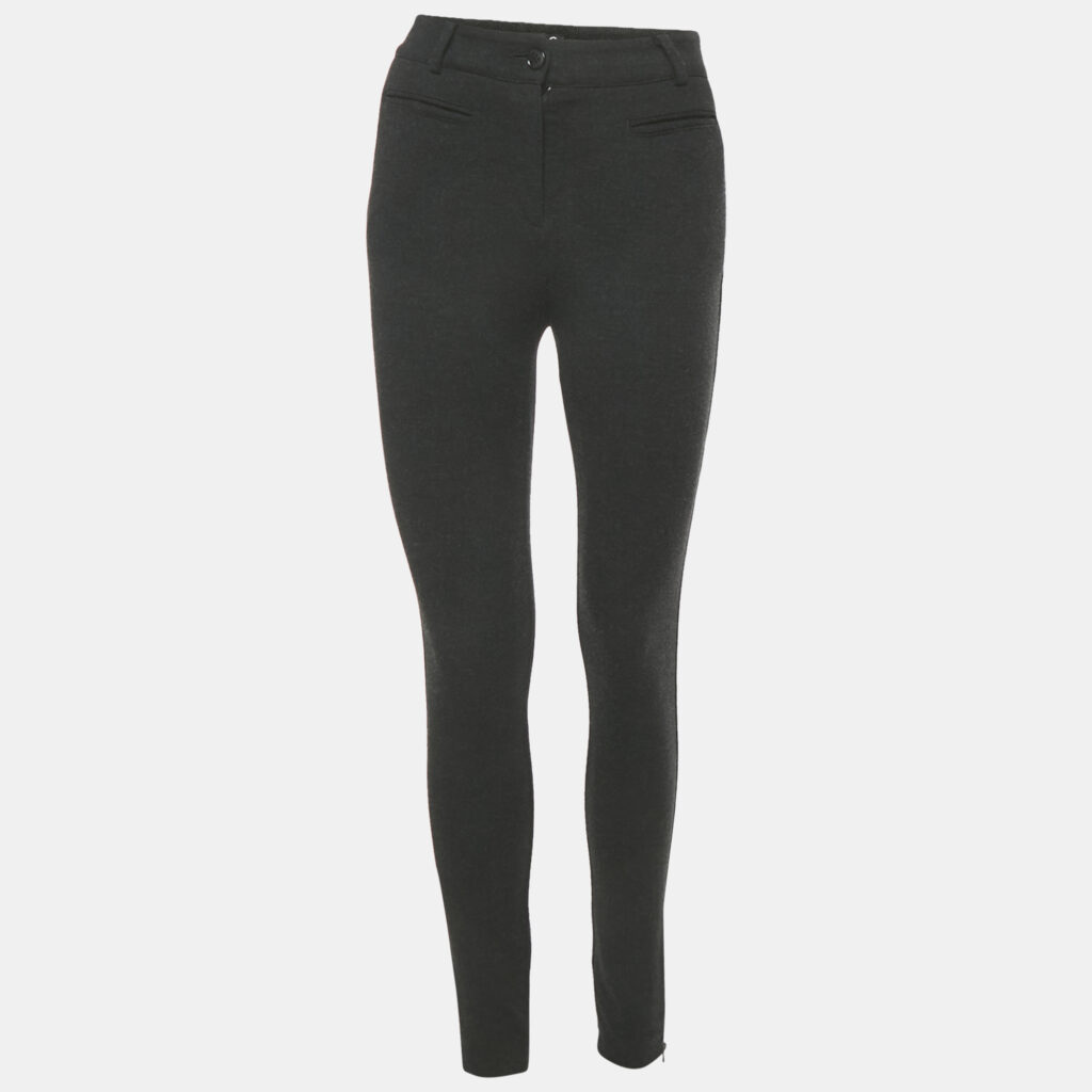 D&G Black Viscose Blend Stretch Slim Fit Trousers S