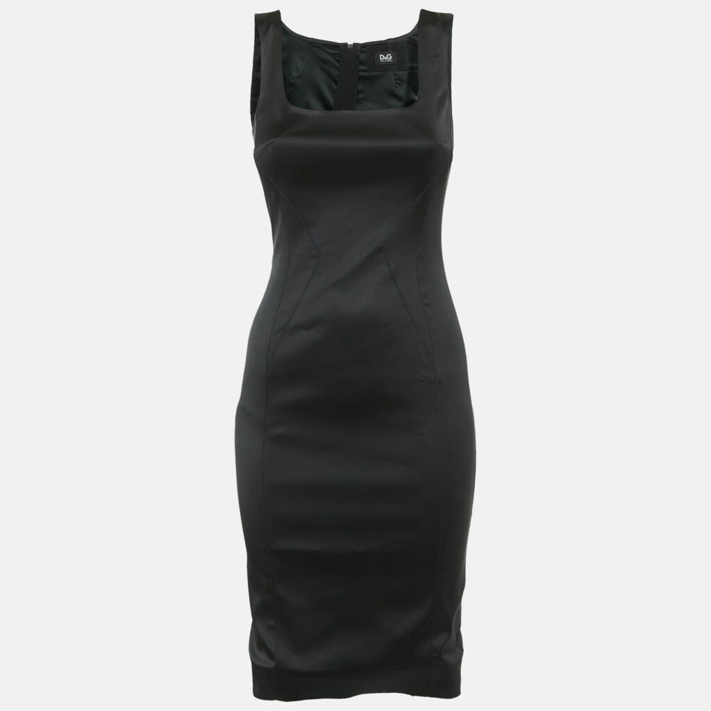 D&G Black Satin Sleeveless Short Dress S D&G Black Satin Sleeveless Short Dress S