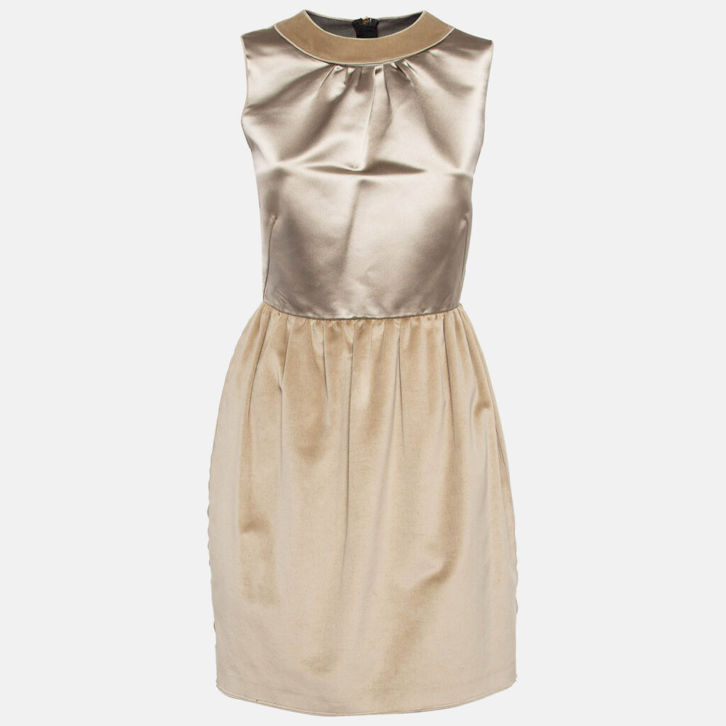 D&G Gold Satin and Velvet Sleeveless Mini Dress M D&G Gold Satin and Velvet Sleeveless Mini Dress M