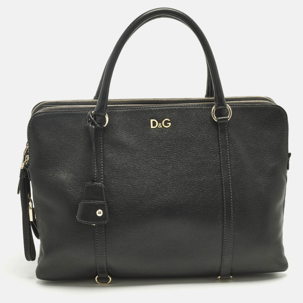D&G Lily Twist Black Leather Laptop Bag