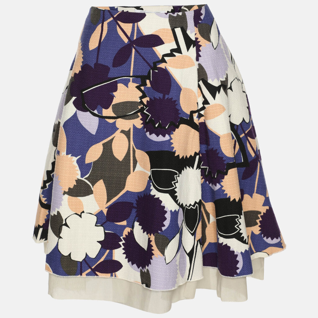 Diane Von Furstenberg Multicolor Printed Canvas Adella Midi Skirt M Diane Von Furstenberg Multicolor Printed Canvas Adella Midi Skirt M