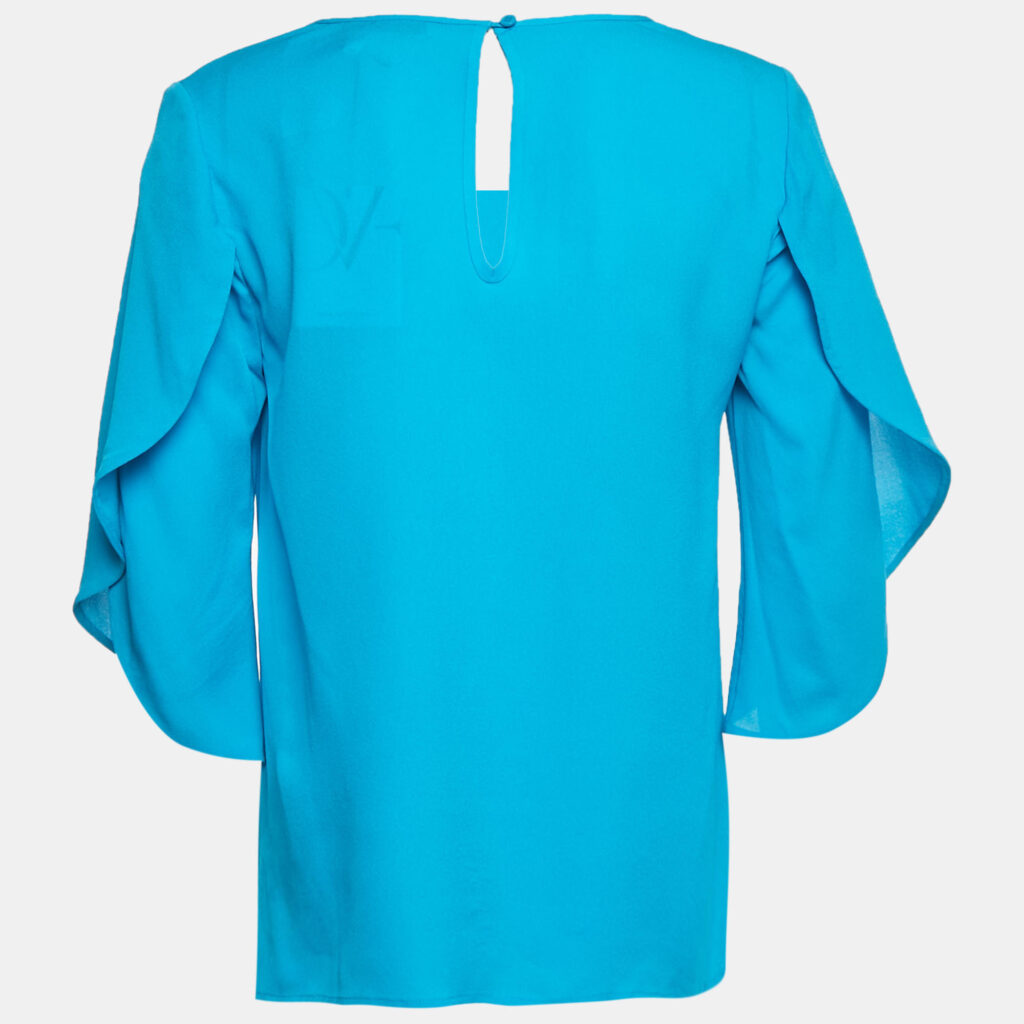 Diane Von Furstenberg Blue Silk Nancy Blouse S Diane Von Furstenberg Blue Silk Nancy Blouse S