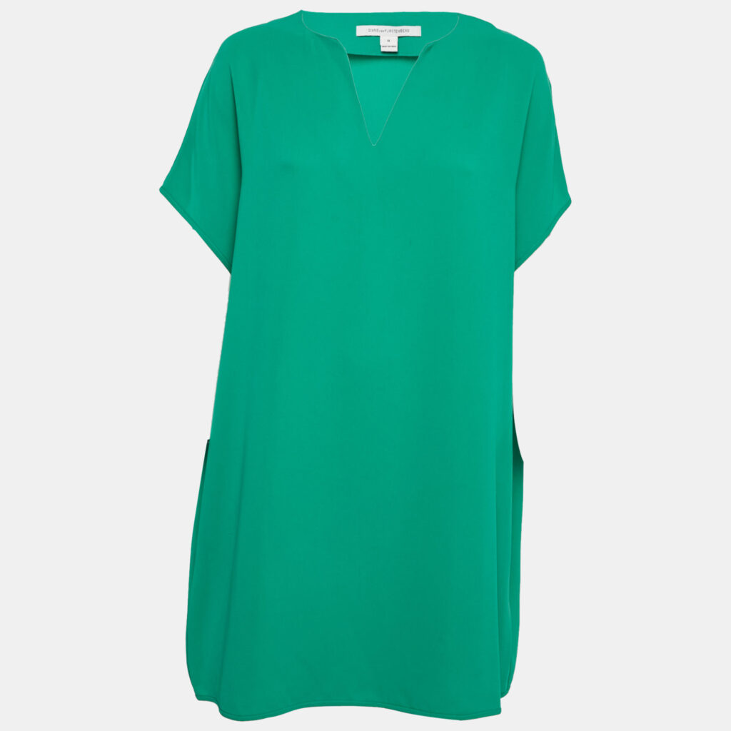 Diane Von Furstenberg Green Crepe Kora Tunic Shift Dress M Diane Von Furstenberg Green Crepe Kora Tunic Shift Dress M