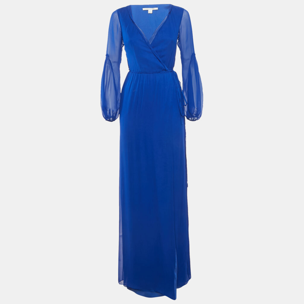 Diane Von Furstenberg Blue Silk Catroux Wrap Dress S Diane Von Furstenberg Blue Silk Catroux Wrap Dress S