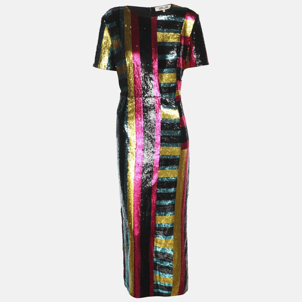 Diane Von Furstenberg Multicolor Sequined Midi Dress M