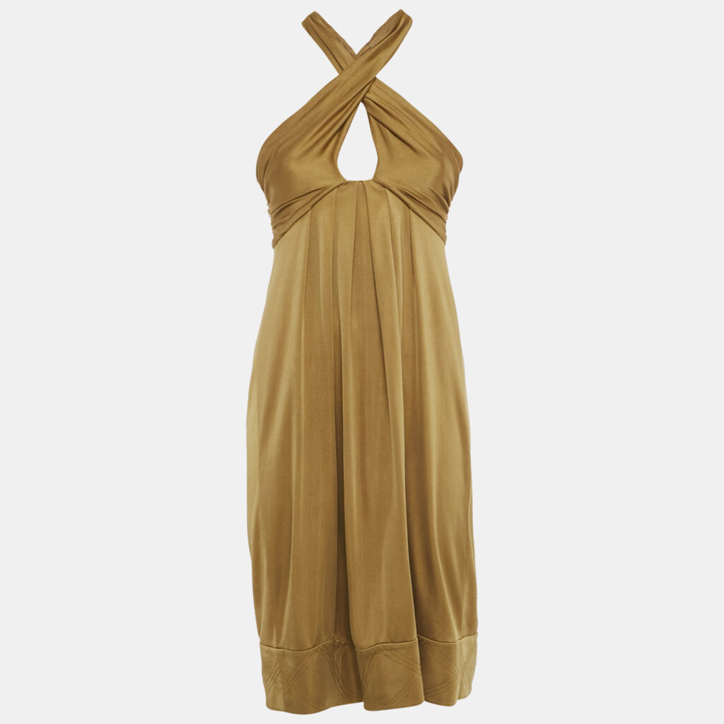 Diane Von Furstenberg Brown Silk Jersey Draped Dress M