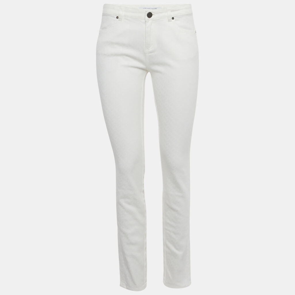 Diane Von Furstenberg White Denim Chainlink Jeans M/Waist 29" Diane Von Furstenberg White Denim Chainlink Jeans M/Waist 29"