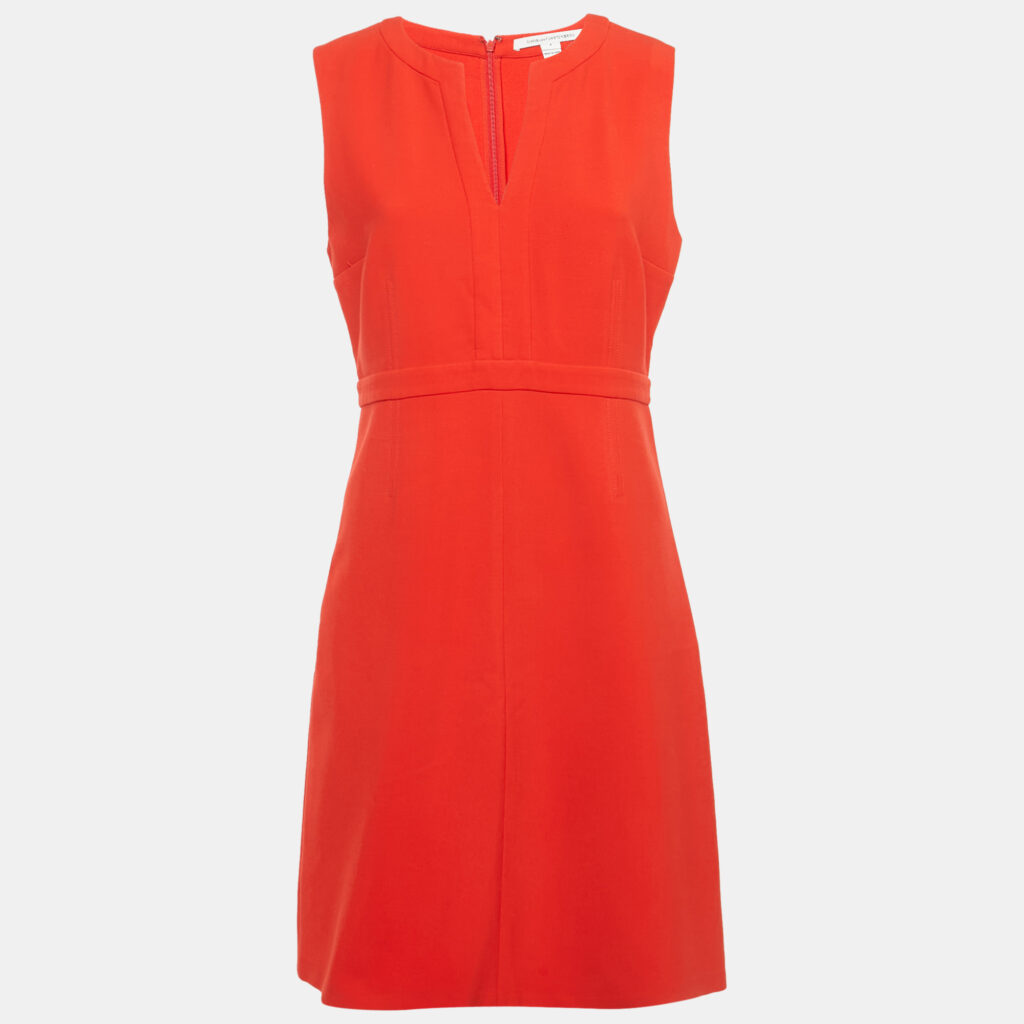 Diane Von Furstenberg Red Crepe Sleeveless Sheath Dress M