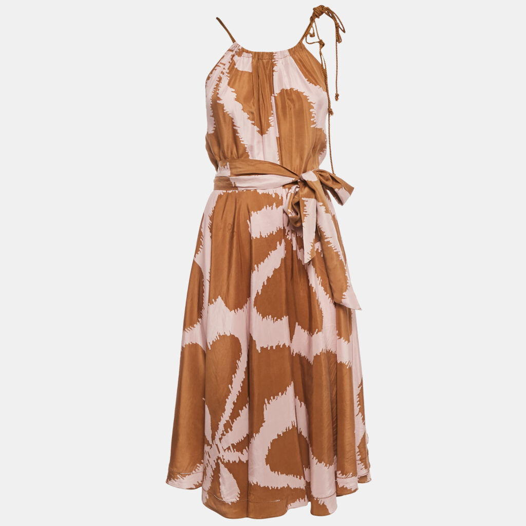 Diane Von Furstenberg Brown/Pink Printed Silk Naro Dress M Diane Von Furstenberg Brown/Pink Printed Silk Naro Dress M