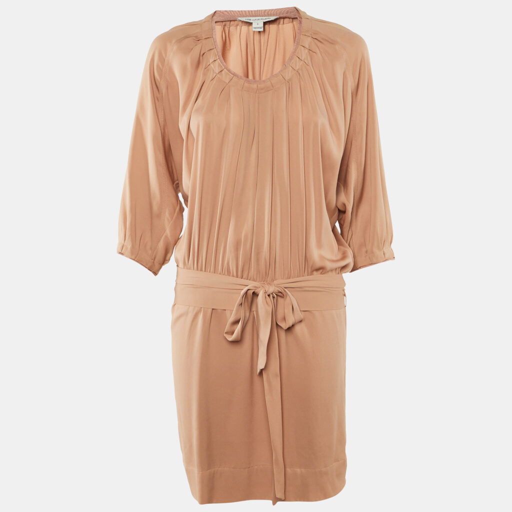 Diane Von Furstenberg Beige Silk Kaipo Short Dress M Diane Von Furstenberg Beige Silk Kaipo Short Dress M