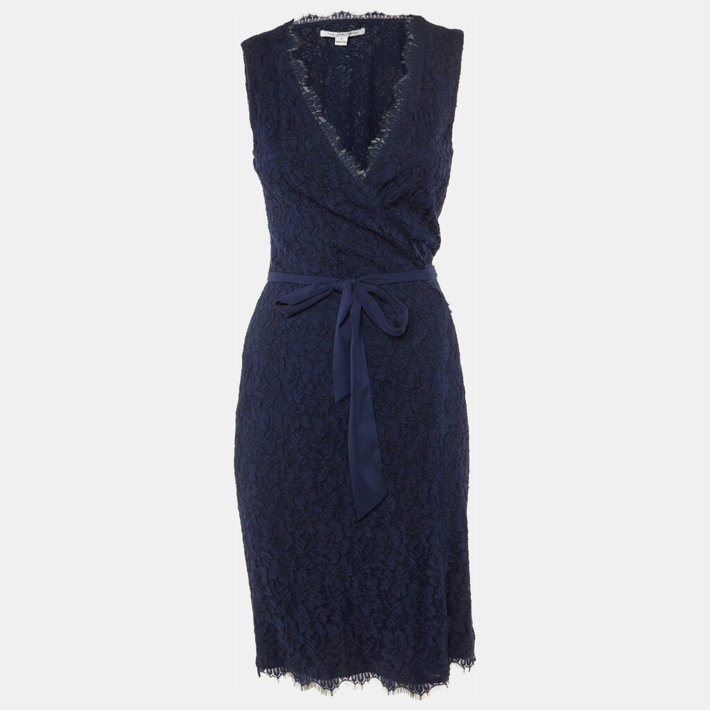 Diane Von Furstenberg Navy Blue Lace Julianna Wrap Dress M Diane Von Furstenberg Navy Blue Lace Julianna Wrap Dress M