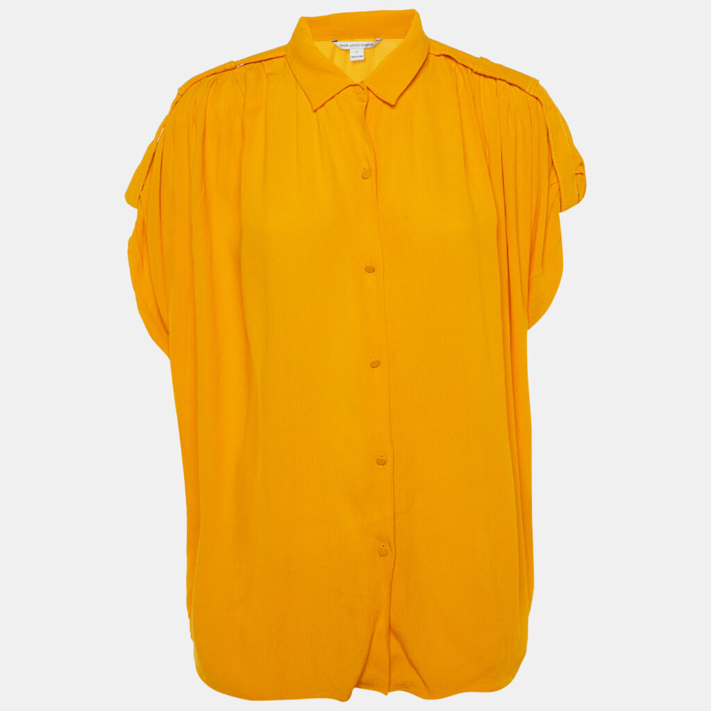 Diane Von Furstenberg Amber Yellow Crepe Karin Blouse S