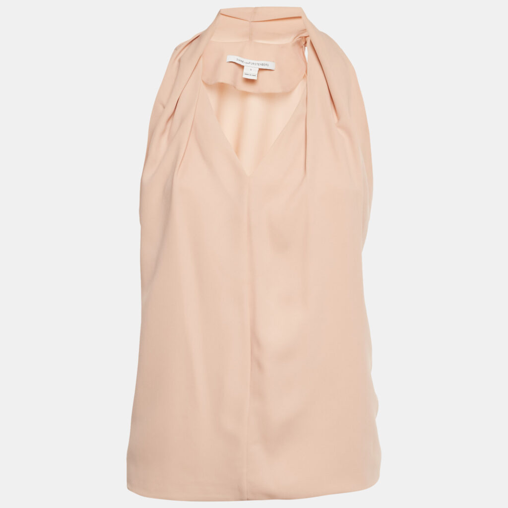 Diane Von Furstenberg Beige Crepe Sleeveless Top S Diane Von Furstenberg Beige Crepe Sleeveless Top S