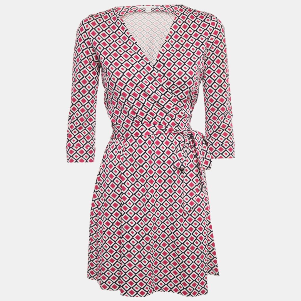luxury-women-diane-von-furstenberg-used-clothes-p1237583-007.jpg Diane Von Furstenberg Pink Jersey New Julian Mini Wrap Dress M