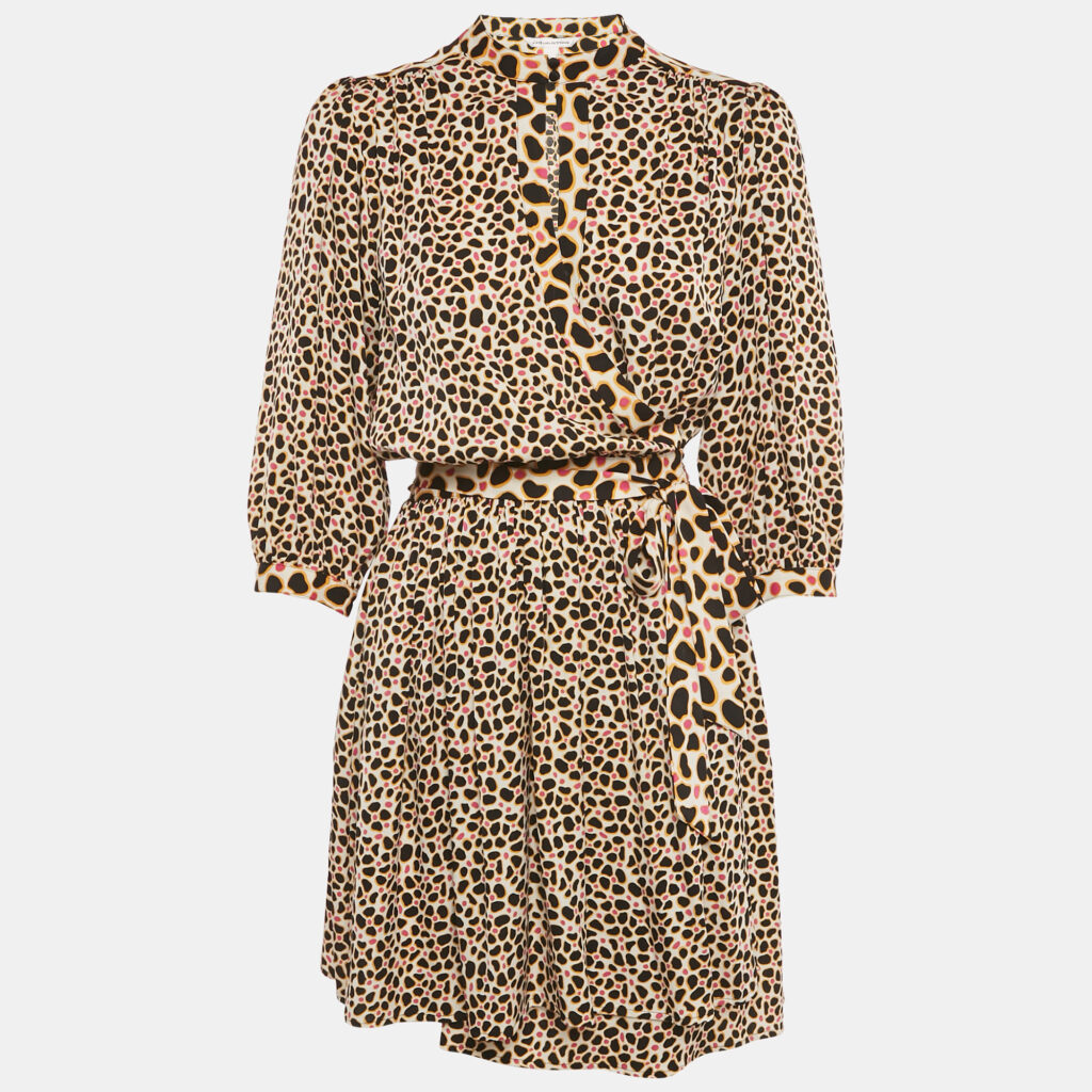 Diane Von Furstenberg Multicolor Printed Silk Wrap Abel Short Dress M Diane Von Furstenberg Multicolor Printed Silk Wrap Abel Short Dress M