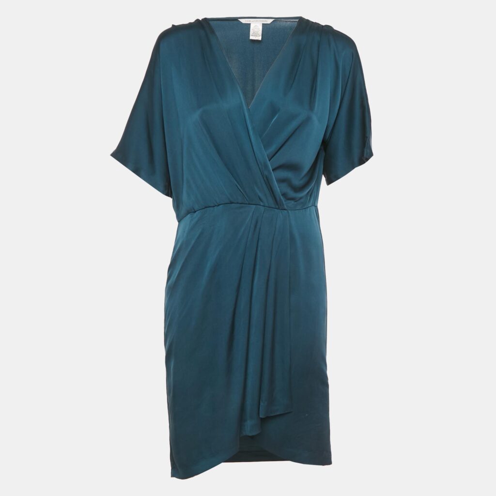 Diane Von Furstenberg Teal Blue Silk Wrap Style Short Dress M Diane Von Furstenberg Teal Blue Silk Wrap Style Short Dress M