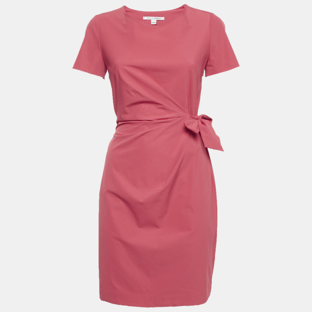 Diane von Furstenberg Pink Jersey Draped Waist Tie Detail Zoe Dress S Diane von Furstenberg Pink Jersey Draped Waist Tie Detail Zoe Dress S