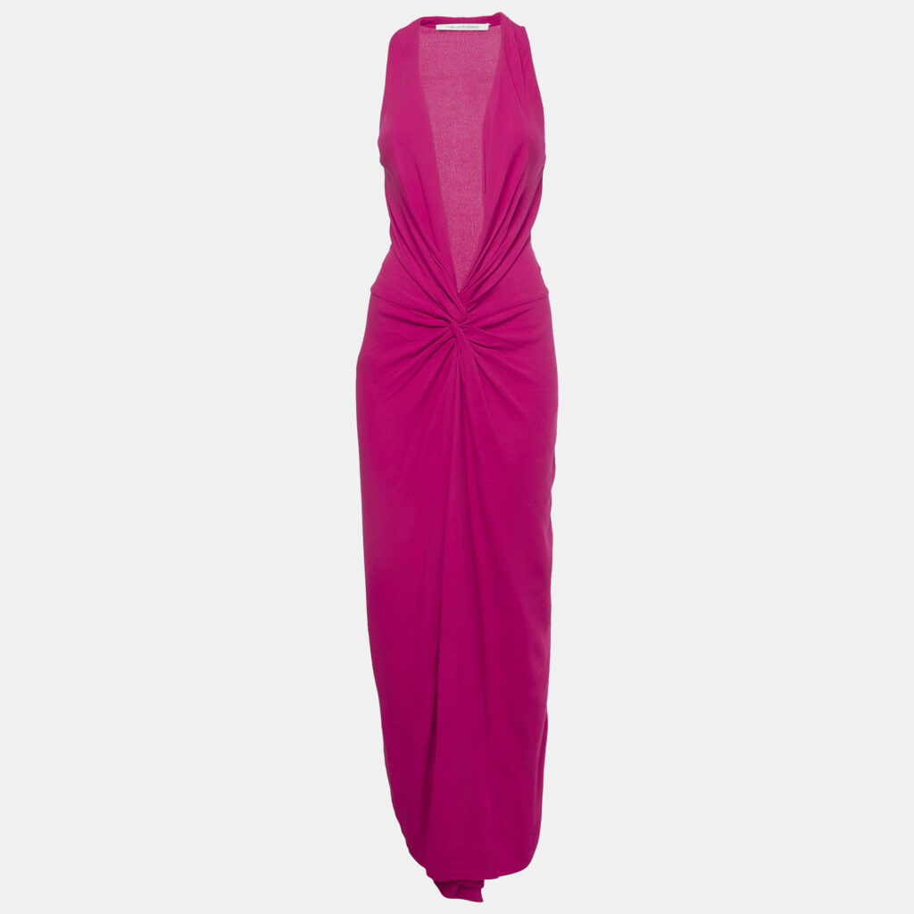 Diane von Furstenberg Pink Crepe Front Twist Elieen Maxi Dress S