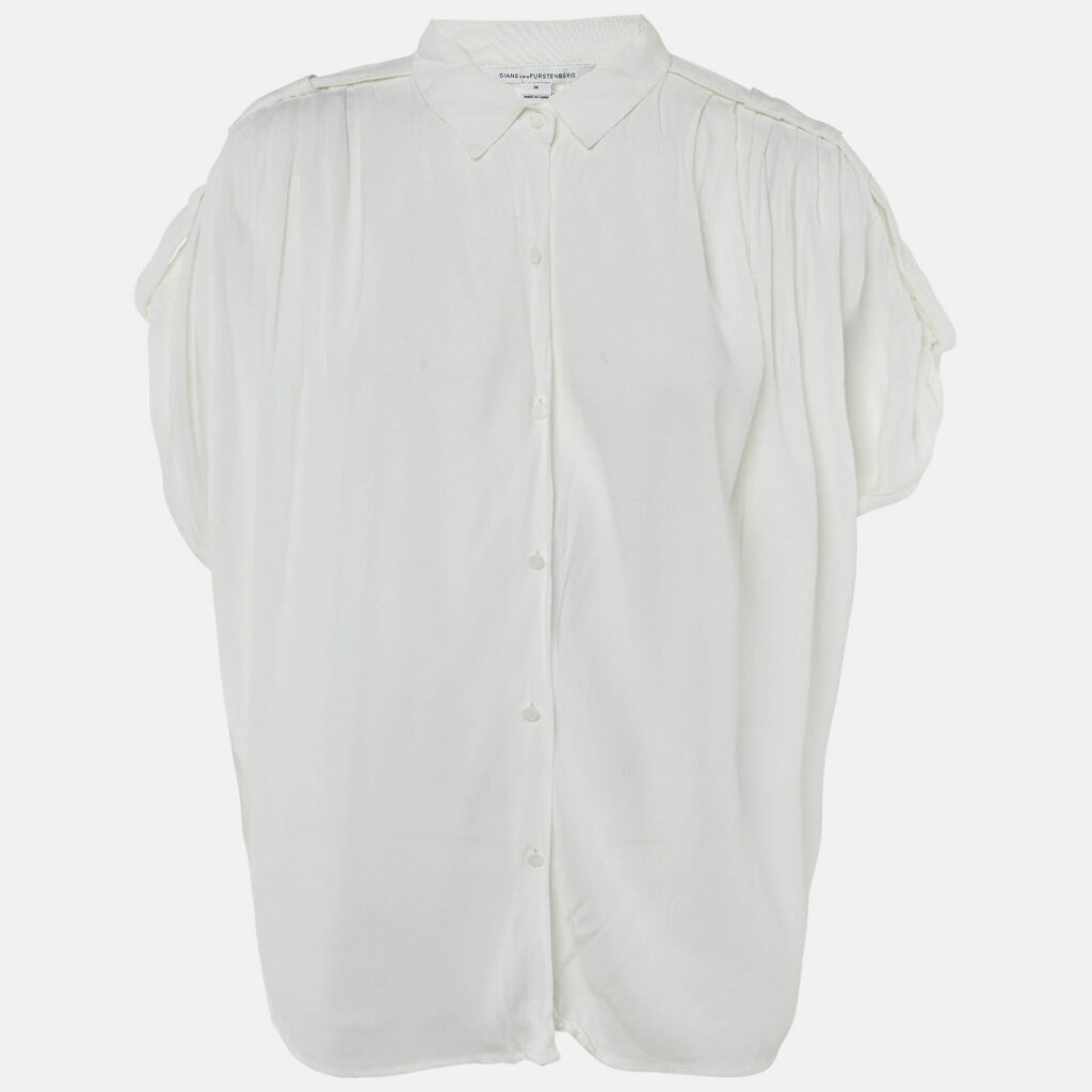 Diane Von Furstenberg White Crepe Karin Top M Diane Von Furstenberg White Crepe Karin Top M