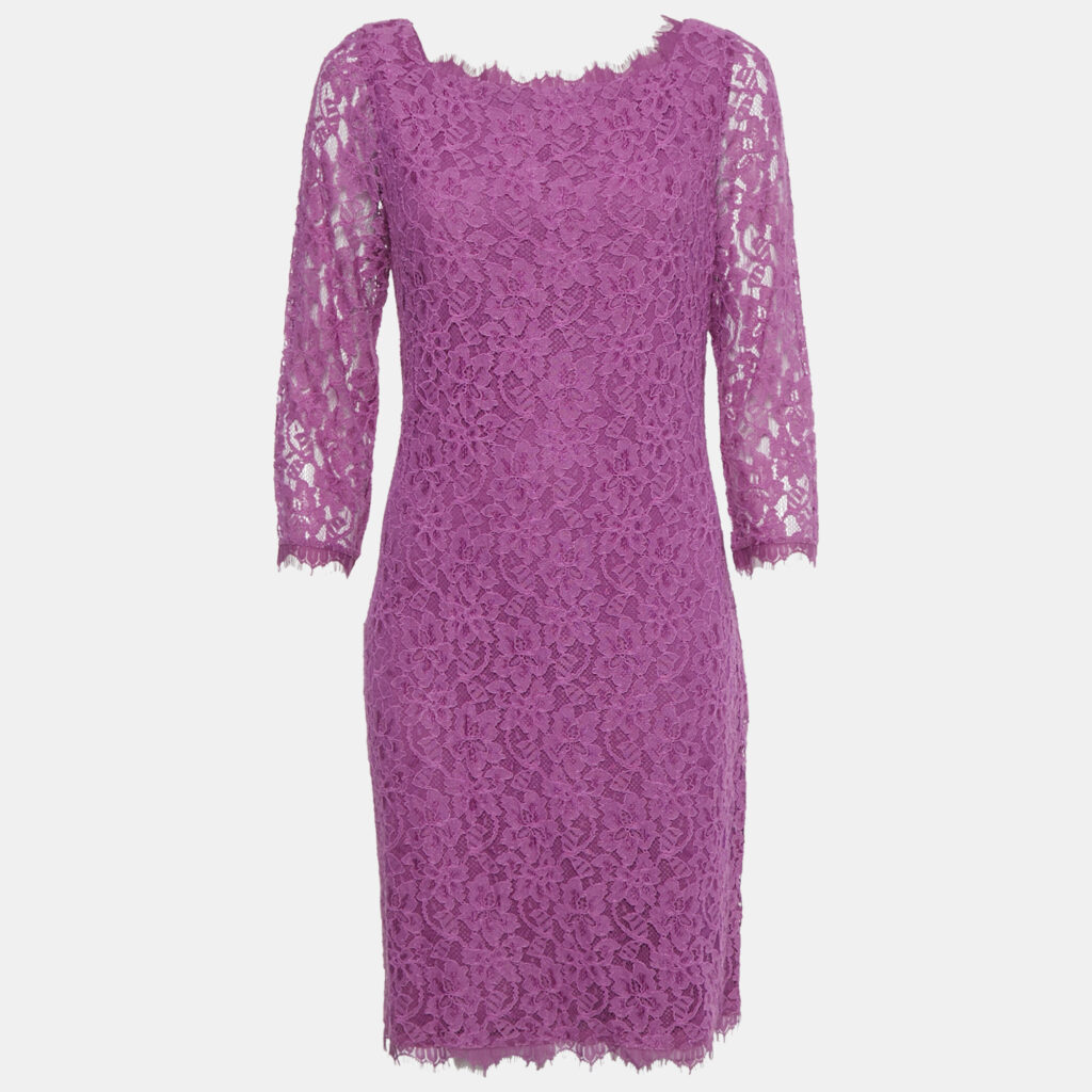 Diane Von Furstenberg Purple Lace Short Dress L Diane Von Furstenberg Purple Lace Short Dress L