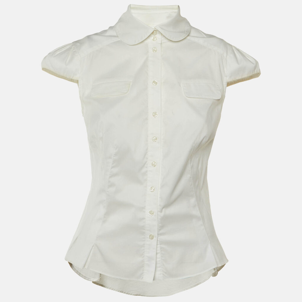 Diane Von Furstenberg White Cotton Como Button Front Shirt M Diane Von Furstenberg White Cotton Como Button Front Shirt M