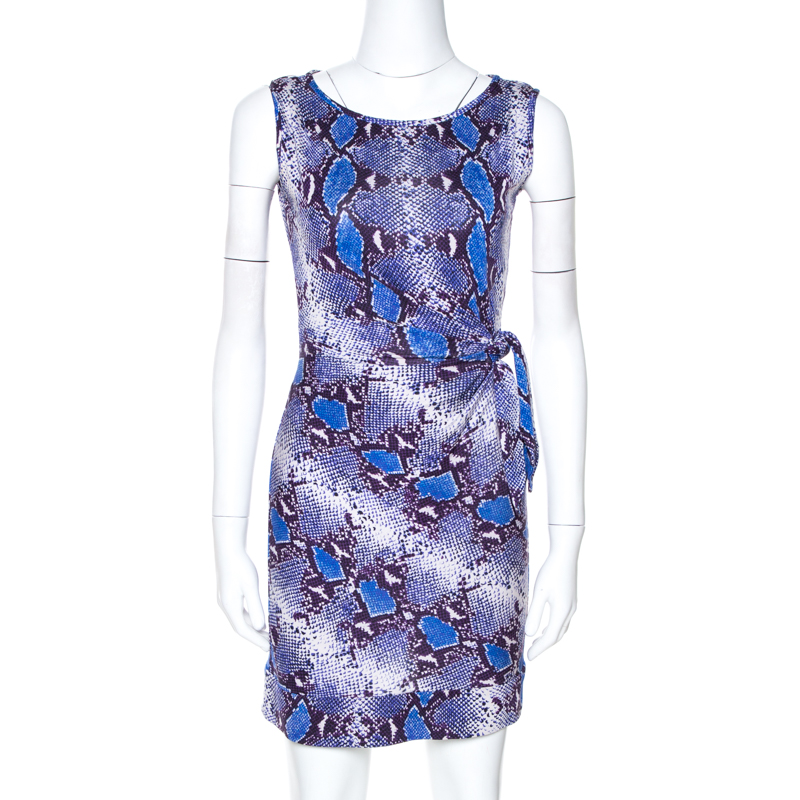 Diane Von Furstenberg Blue Python Print Silk Jersey Della Dress XS Diane Von Furstenberg Blue Python Print Silk Jersey Della Dress XS