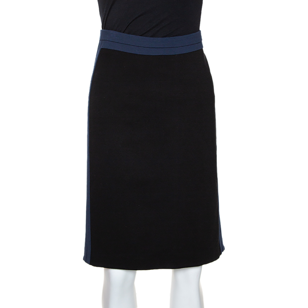 Diane Von Furstenberg Black & Blue Knit Panel Marta Framed Skirt L Diane Von Furstenberg Black & Blue Knit Panel Marta Framed Skirt L