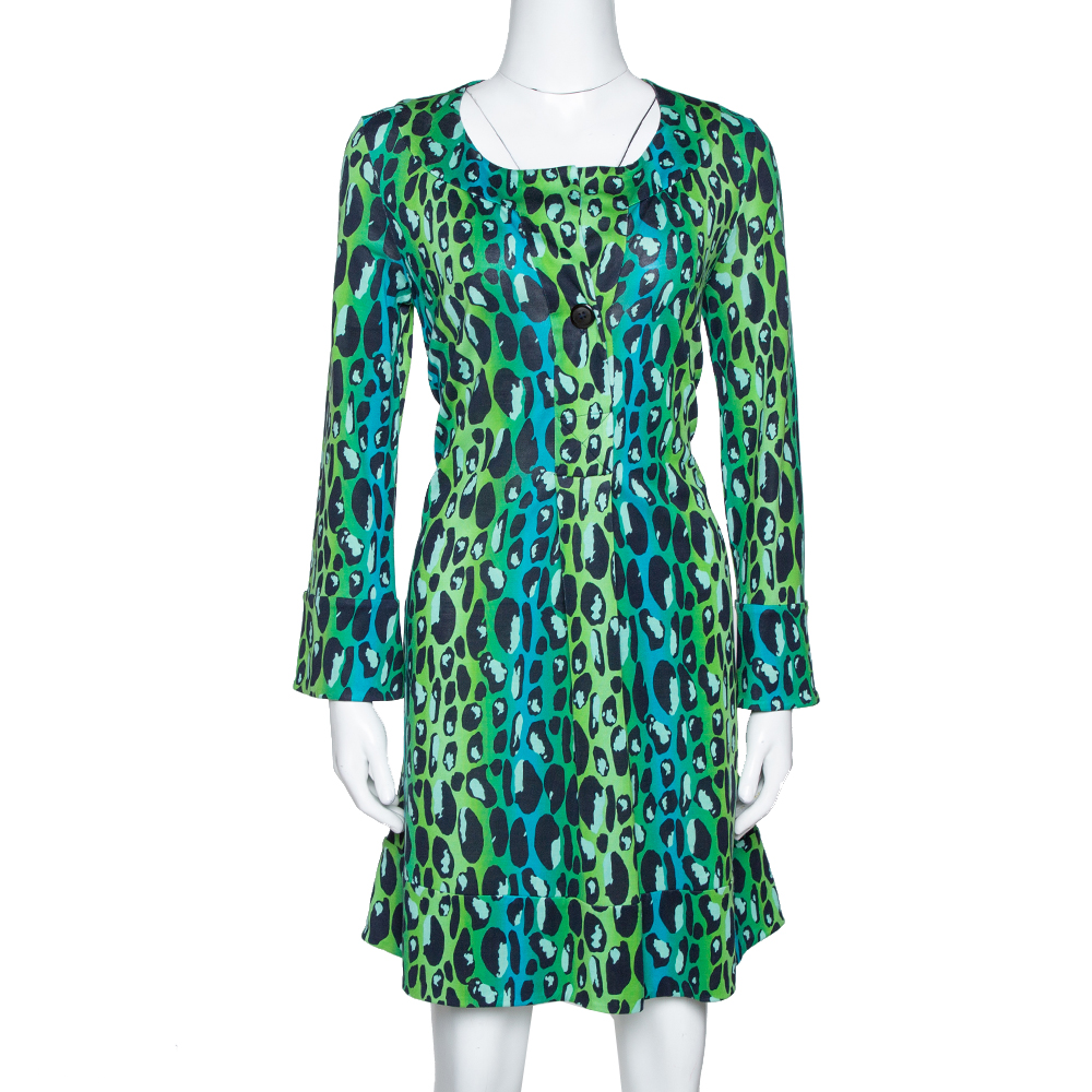 Diane Von Furstenberg Blue & Green Animal Print Silk Jersey Gaby Dress S Diane Von Furstenberg Blue & Green Animal Print Silk Jersey Gaby Dress S