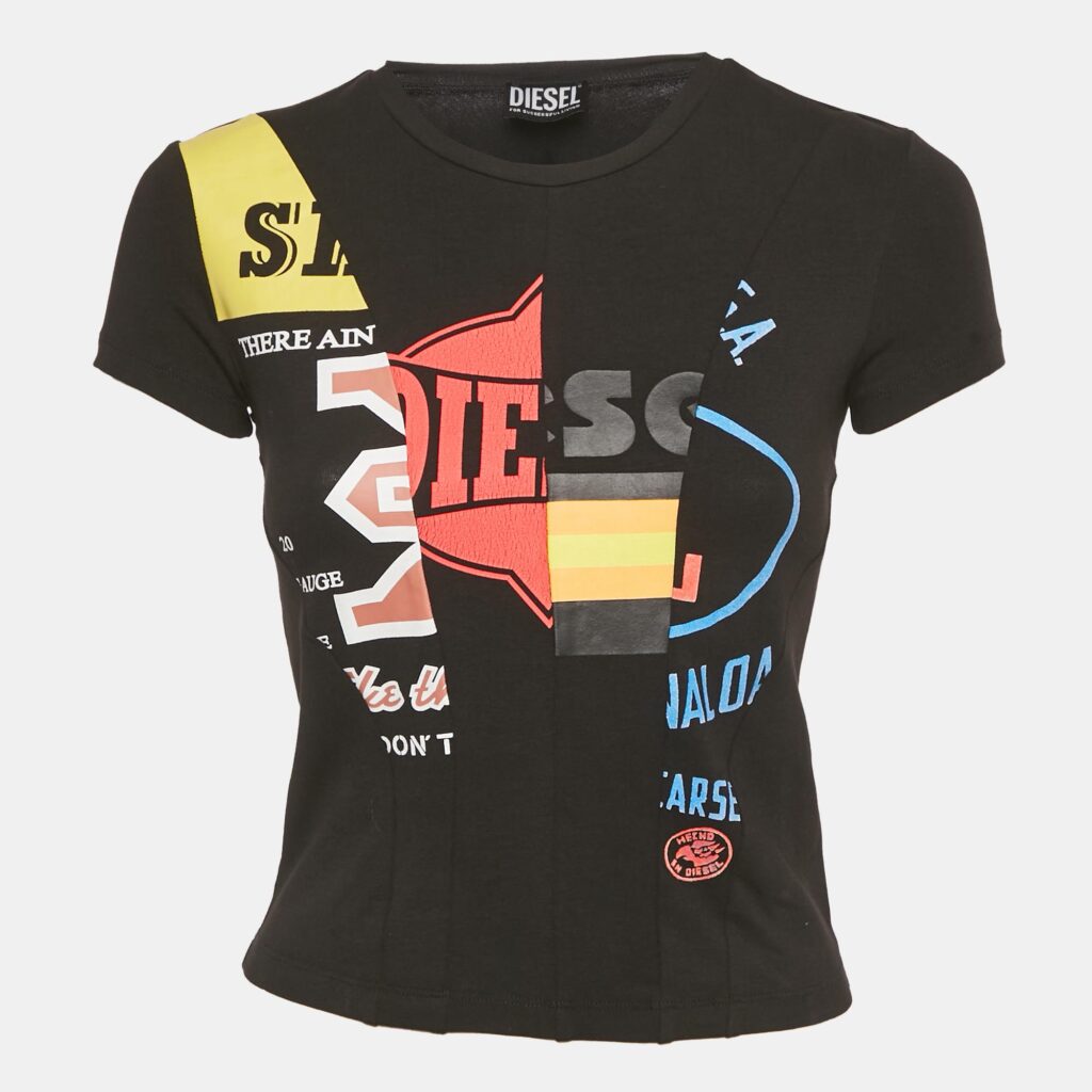 Diesel Black Printed Jersey T-Shirt S