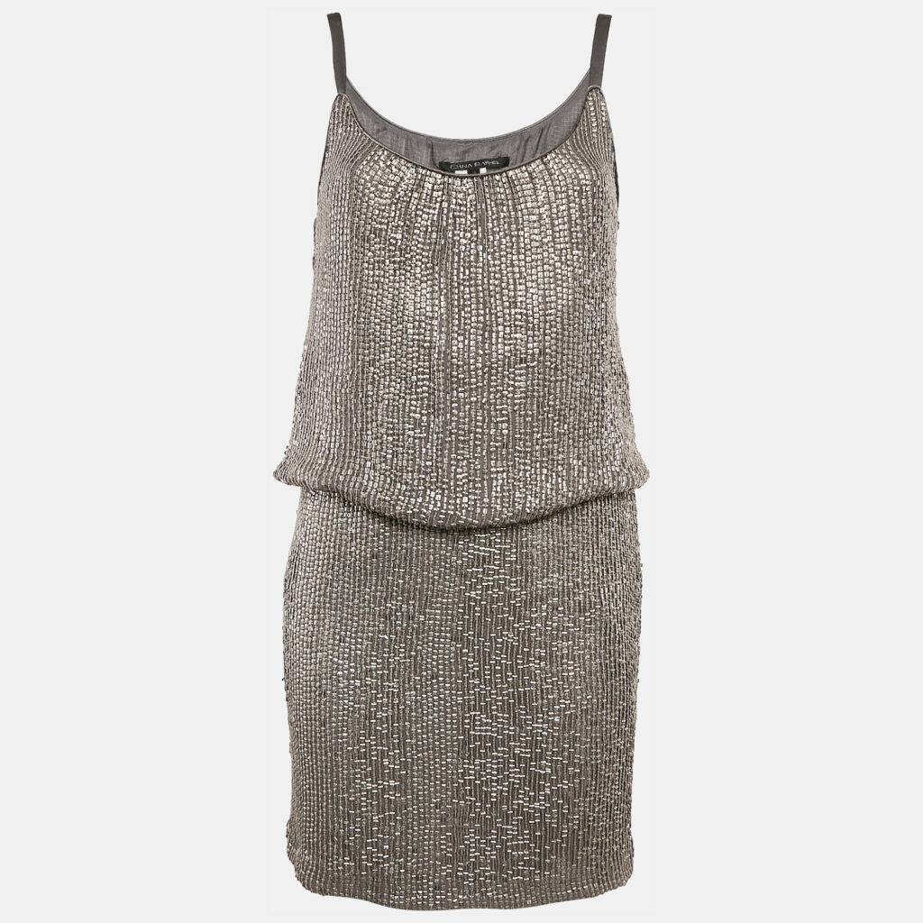 luxury-women-dina-bar-el-used-clothes-p1094442-009-1.jpg Dina Bar-El Silver Sequin Silk Sleeveless Mini Dress S