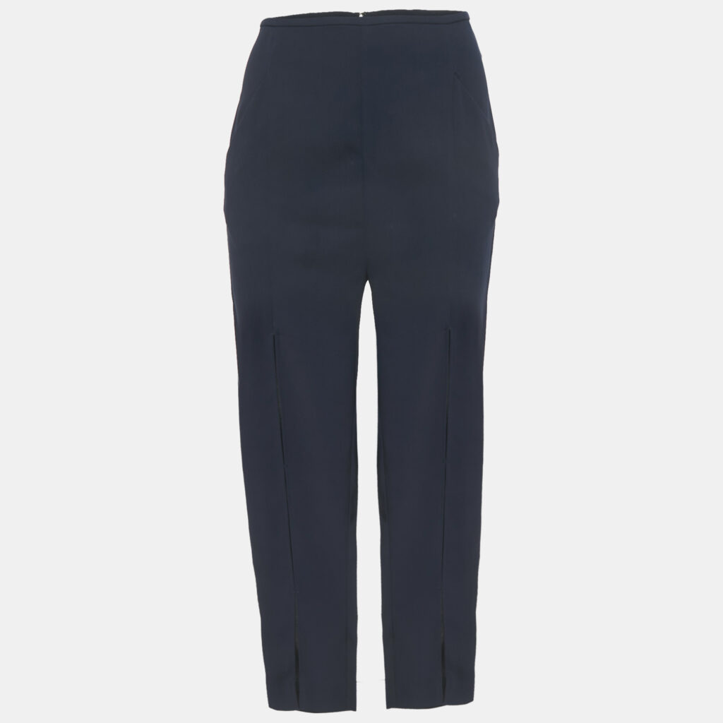 Dion Lee Navy Blue Crepe Bar-tack Detail Trousers S