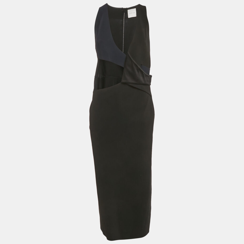 Dion Lee Black Knit Cut-Out Midi Dress M Dion Lee Black Knit Cut-Out Midi Dress M