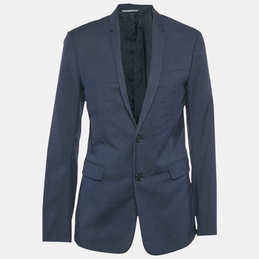 Dior Homme Navy Blue Wool Single Breasted Blazer L