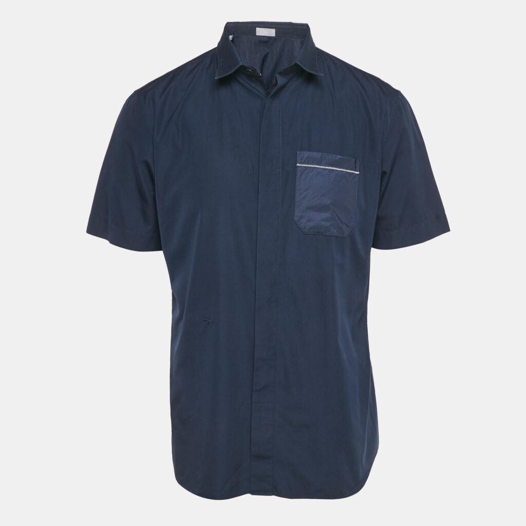 luxury-women-dior-homme-used-clothes-p1224730-002.jpg Dior Homme Navy Blue Cotton Short Sleeve Shirt L