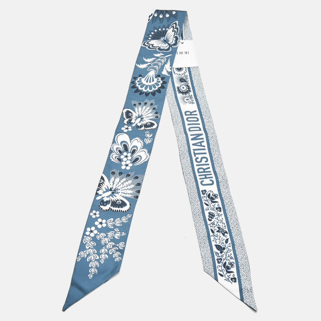 Dior Blue Butterfly Print Silk Mitzah Scarf Dior Blue Butterfly Print Silk Mitzah Scarf