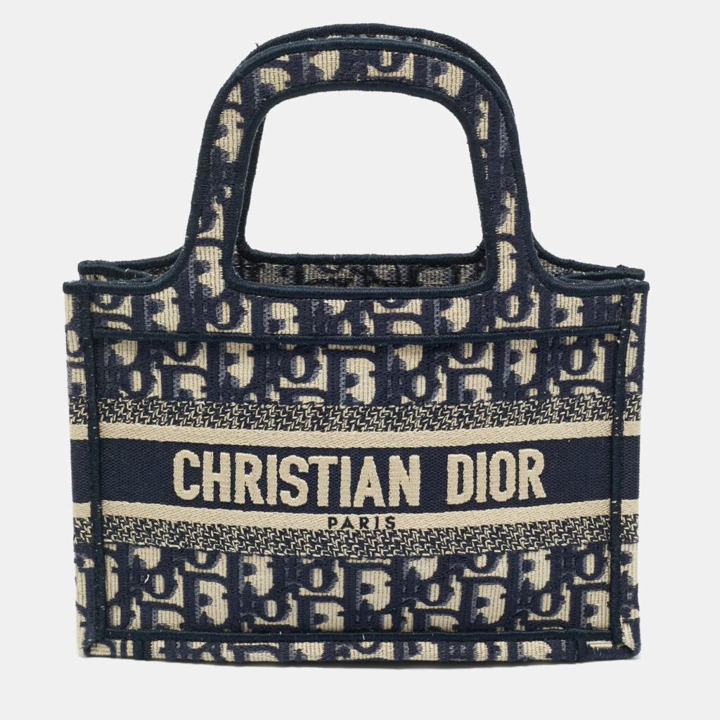 Dior Navy Blue Oblique Canvas Mini Book Tote Dior Navy Blue Oblique Canvas Mini Book Tote