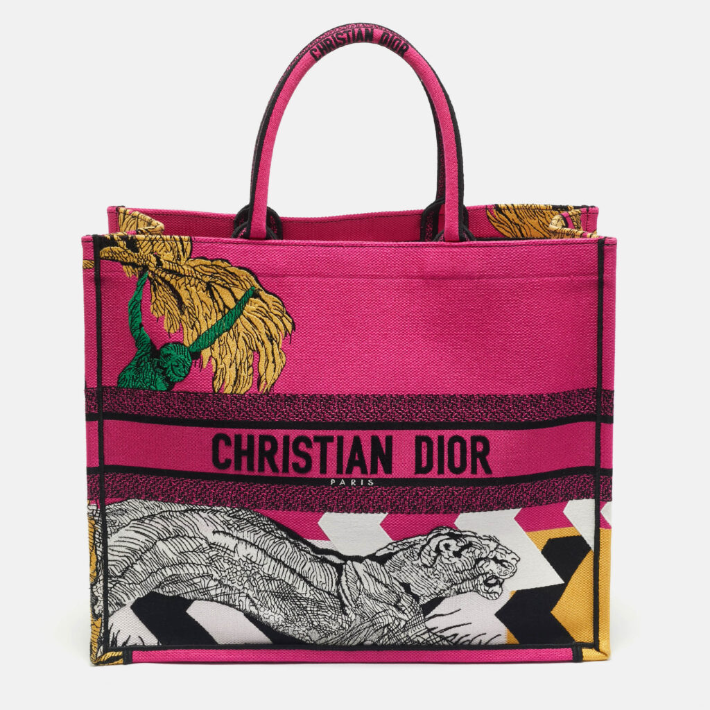 Dior Multicolor Jungle Pop Embroidered Canvas Large Book Tote Dior Multicolor Jungle Pop Embroidered Canvas Large Book Tote