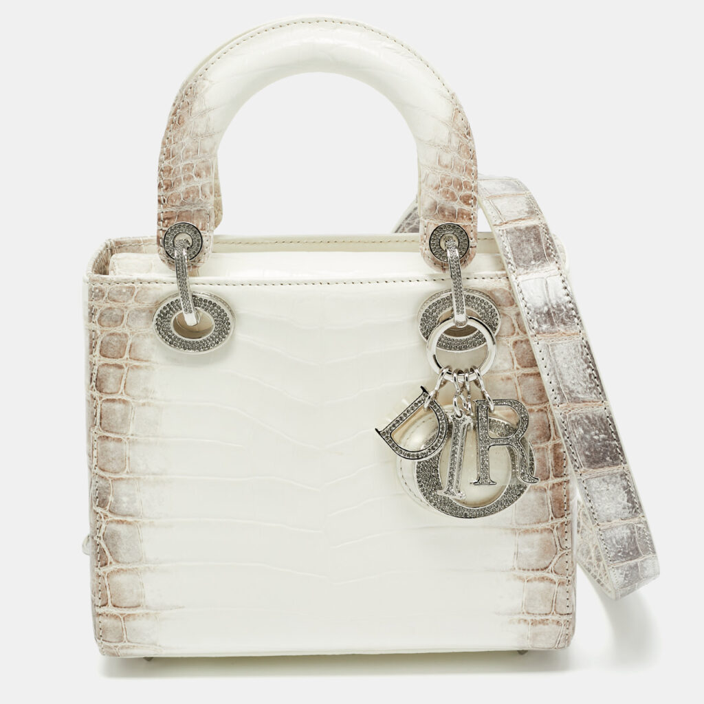 luxury-women-dior-new-handbags-p1220250-004.jpg Dior White/Brown Himalayan Crocodile Small Lady Dior Tote