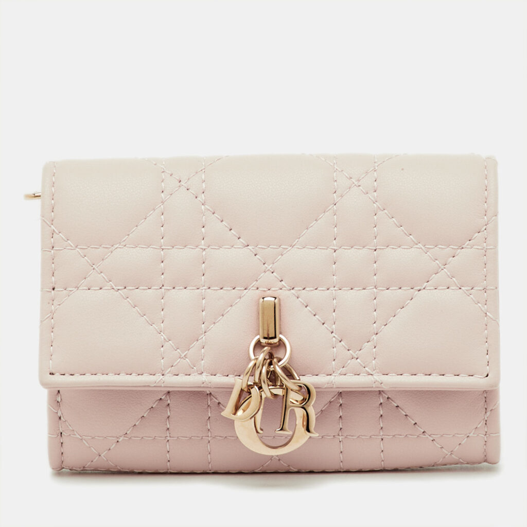 Dior Powder Beige Cannage Leather My Dior Glycine Wallet
