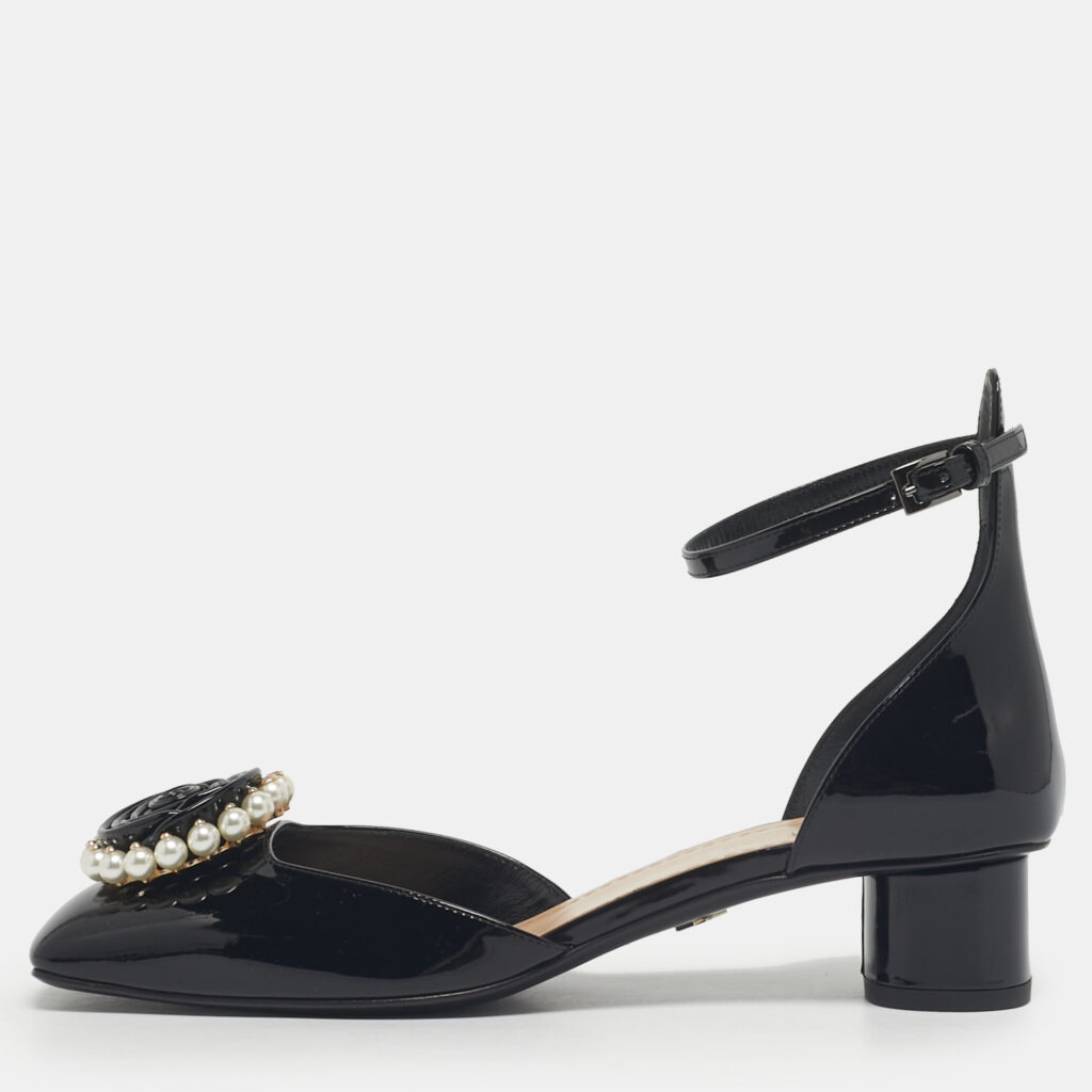 Dior Black Patent Leather Dior Rose Pumps Size 37 Dior Black Patent Leather Dior Rose Pumps Size 37