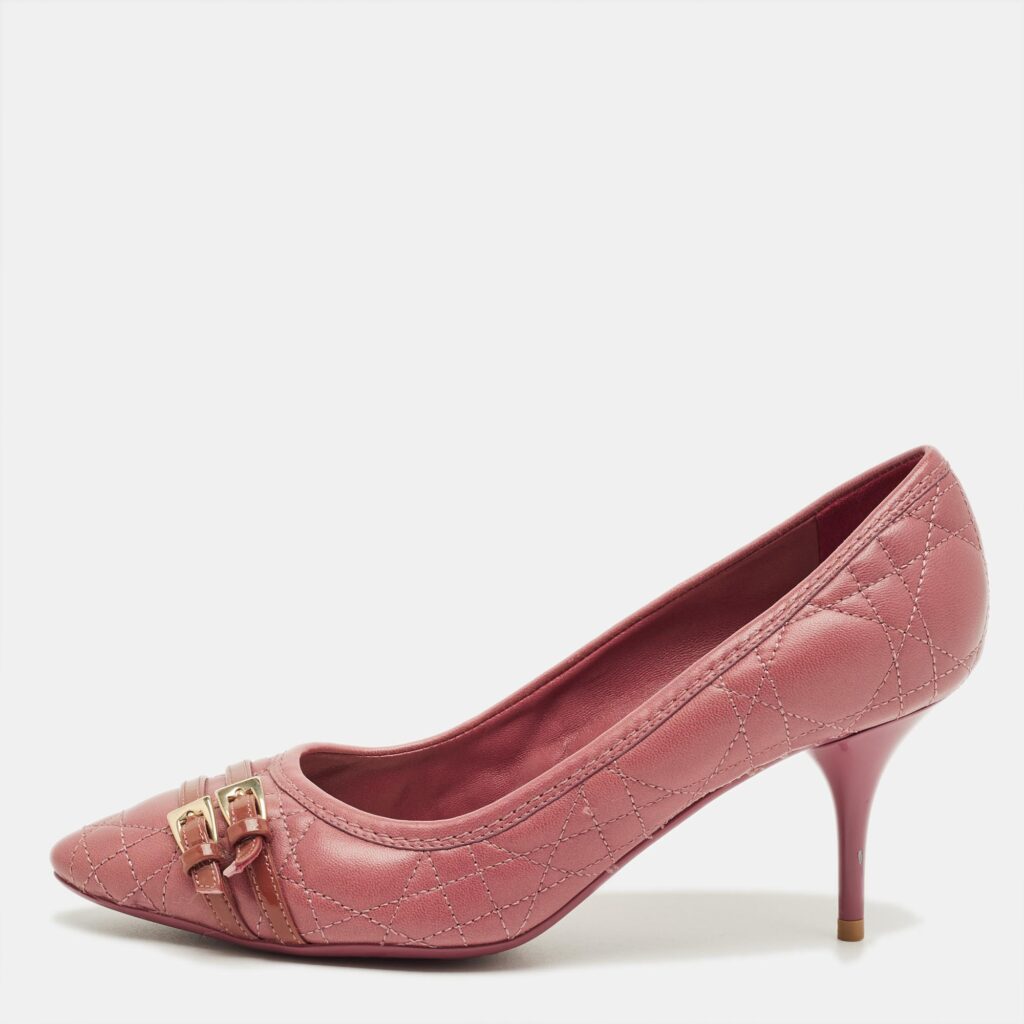 Dior Pink Cannage Leather and Patent Leather Pumps Size 36
