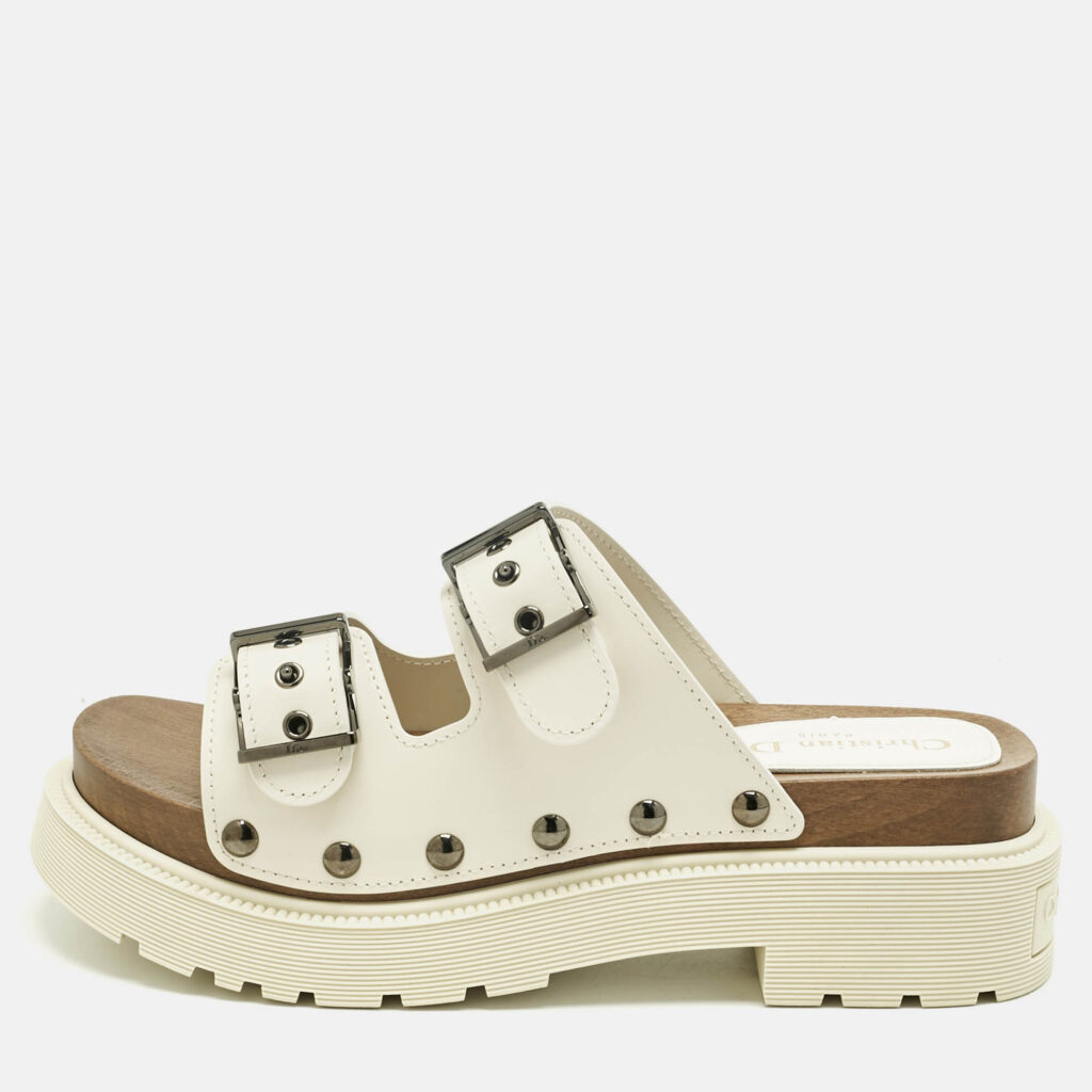 Dior White Leather Diorquake Clogs Size 38 Dior White Leather Diorquake Clogs Size 38