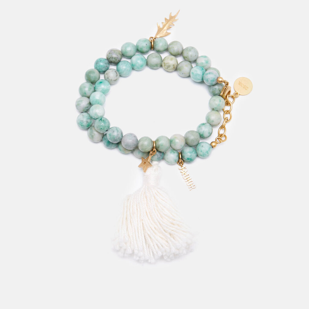 Dior Jasper Bead Jardin Gold Tone Double Wrap Bracelet Dior Jasper Bead Jardin Gold Tone Double Wrap Bracelet
