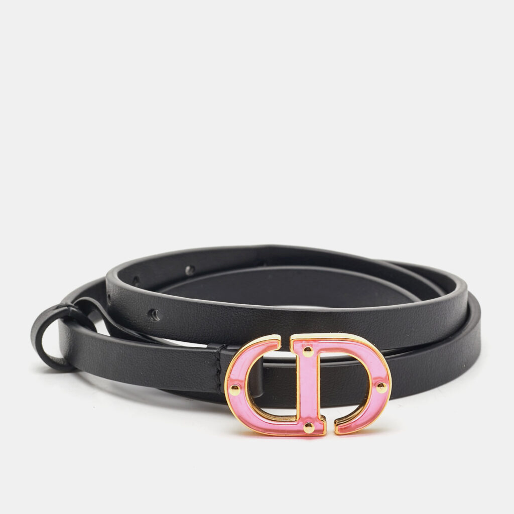 luxury-women-dior-used-accessories-p1164476-005-1.jpg Dior Black Leather CD Logo Slim Belt 75 CM