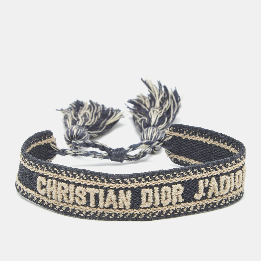 Dior J'adior Navy Blue Woven Fabric Friendship Bracelet Dior J'adior Navy Blue Woven Fabric Friendship Bracelet